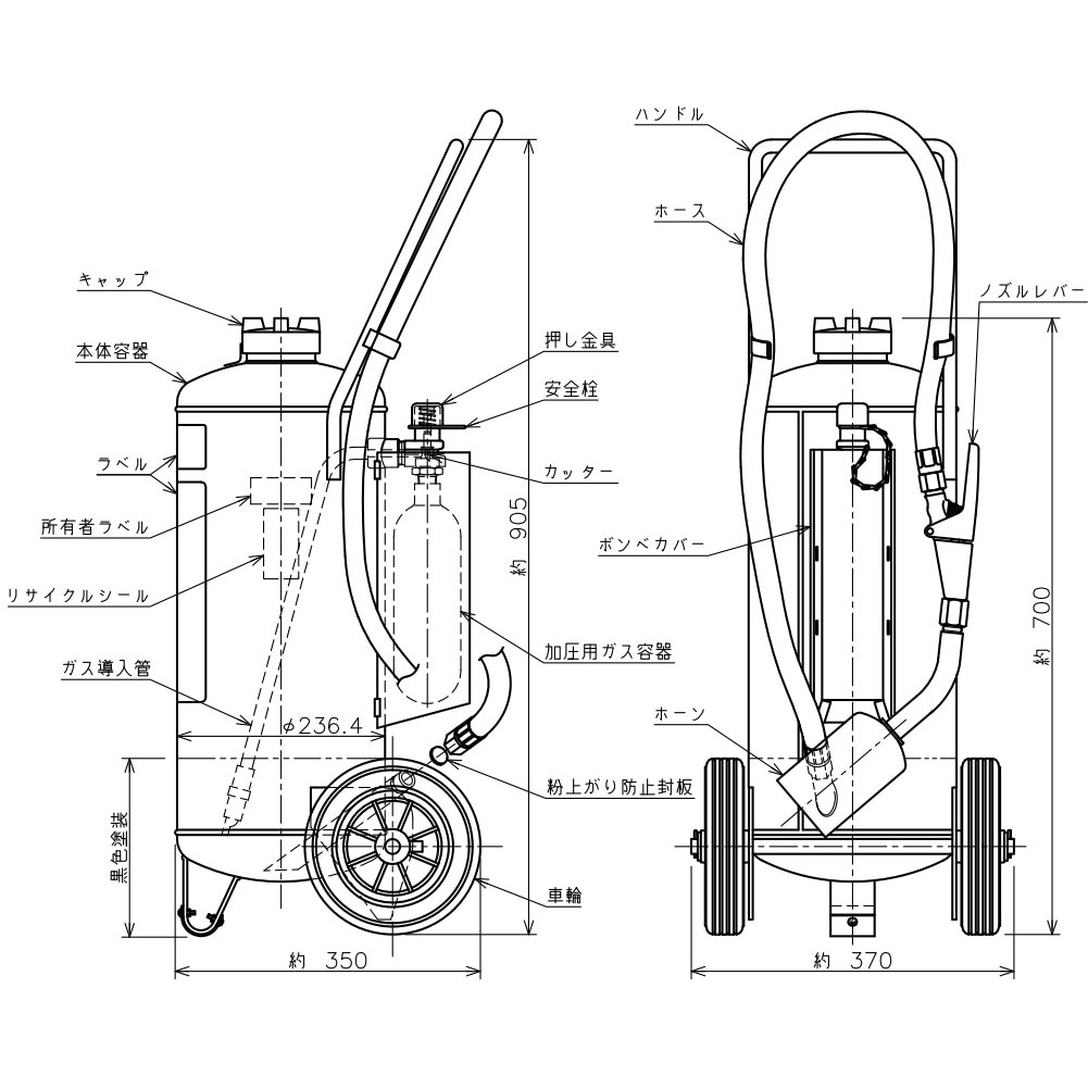 MAFC50 リサイクルシール付 特殊消火剤散布器 アルキレックス【マイテックスシリーズ】 モリタ宮田 50型 薬剤量15kg