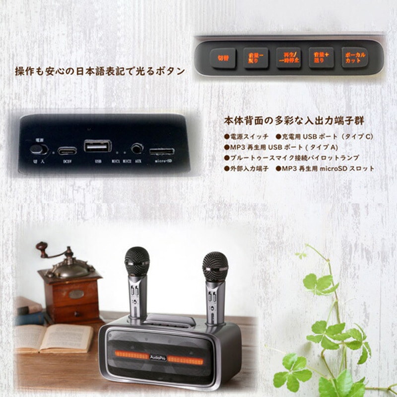 ST-2028BT ワイヤレスカラオケ テレビスピーカーセット マイク2本付き