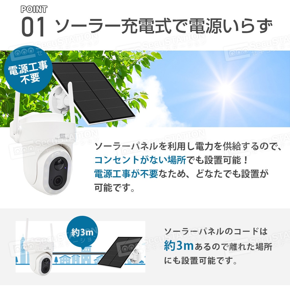 ソーラーパネル一体型 屋外カメラ IP65防水防塵 防犯カメラ ソーラーパネル一体型 屋外カメラ IP65防水防塵 防犯カメラ
