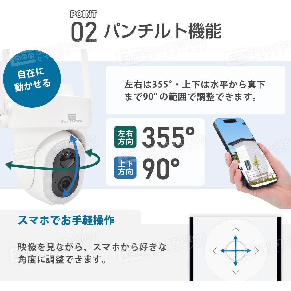 SC-MM43W SecuSTATION ソーラーパネル付き電源不要 防犯カメラ