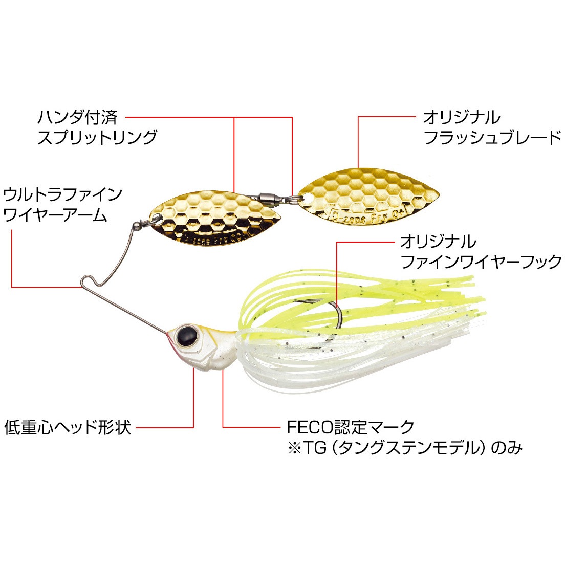 07ブルーギル Dゾーンフライ 1/4oz シングルウィローリーフ