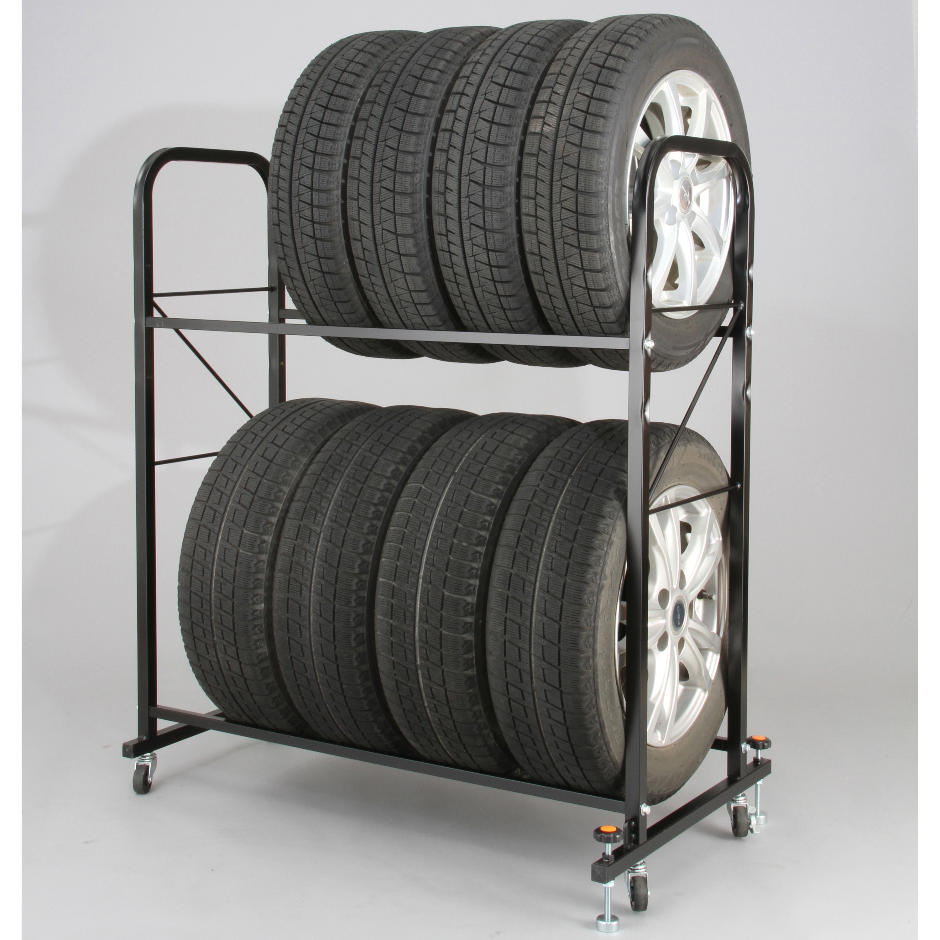 タイヤラック ダブルロック キャスター・カバー付 日本製 1台 鈴木金属