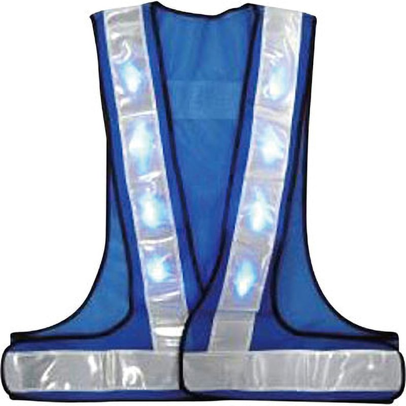 LED-LBW-B 青色LED安全ベスト 60mm巾 仙台銘板 シルバー 水色