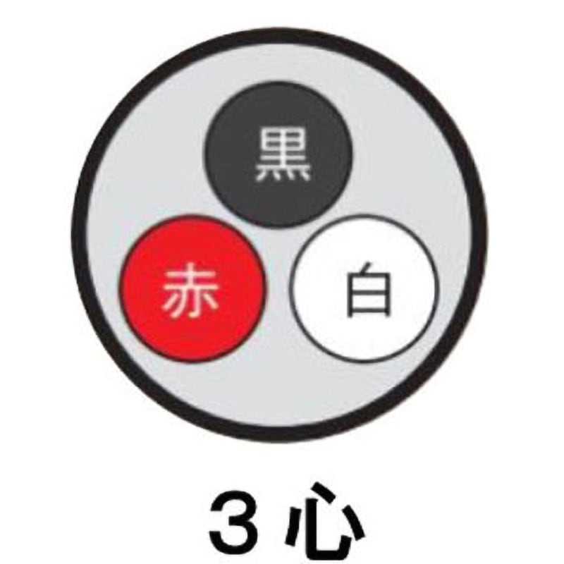 VCTF2.0×3芯 VCTF ビニルキャブタイヤ丸形コード 富士電線工業 灰色 芯