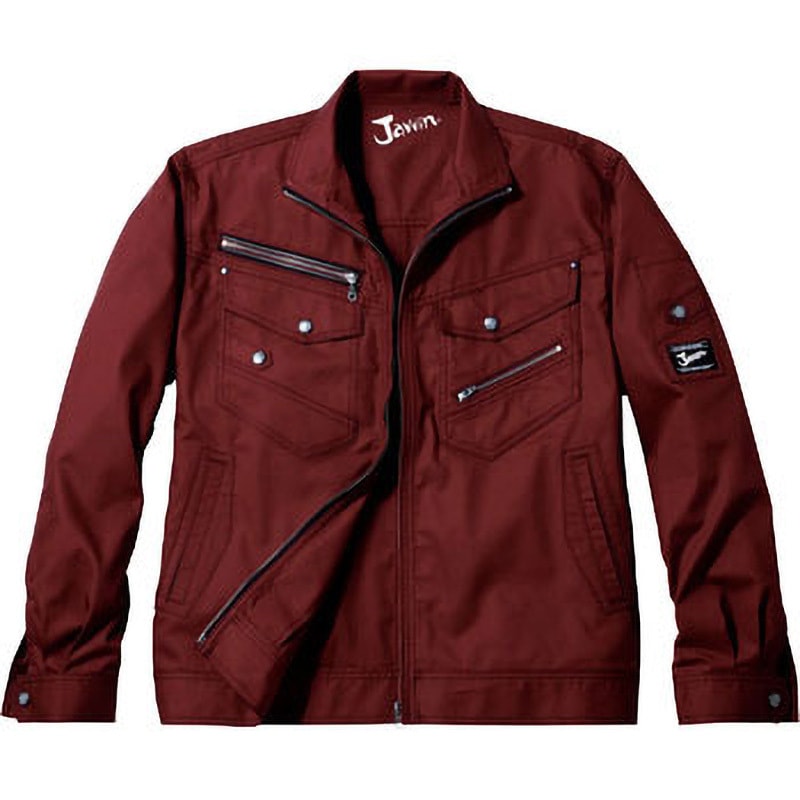 56000 Jawin 56000 長袖ジャンパー 自重堂 CVCドビークロス ワイン色 4L着丈68cm