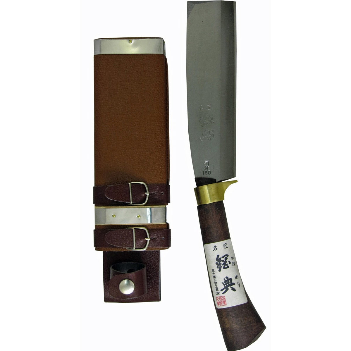 C-21 鋼付 最高級鞘鉈 顎付 コブ柄 鋼典 刃長180mm全長390mm C-21