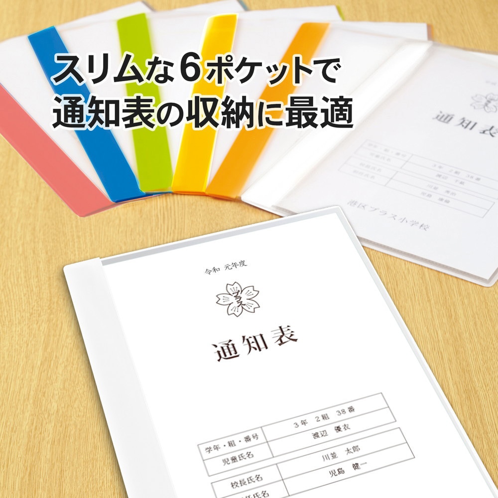 FL-190GD-1P(79877) クリアファイル 通知表ファイル 縦入れ PLUS