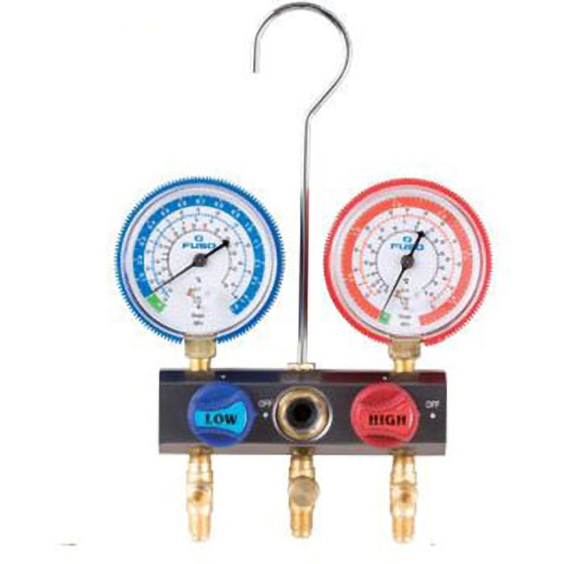 FS-702B-2 68Φゲージ付ボールバルブマニホールドキット A-Gas Japan(旧:FUSO) 150cm赤青黄   FS-702B-2