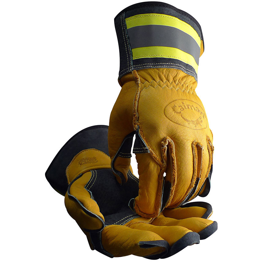 専用　手袋 1240-4 牛革ハイビズライン入り作業用手袋 1240 1双 Caiman Gloves