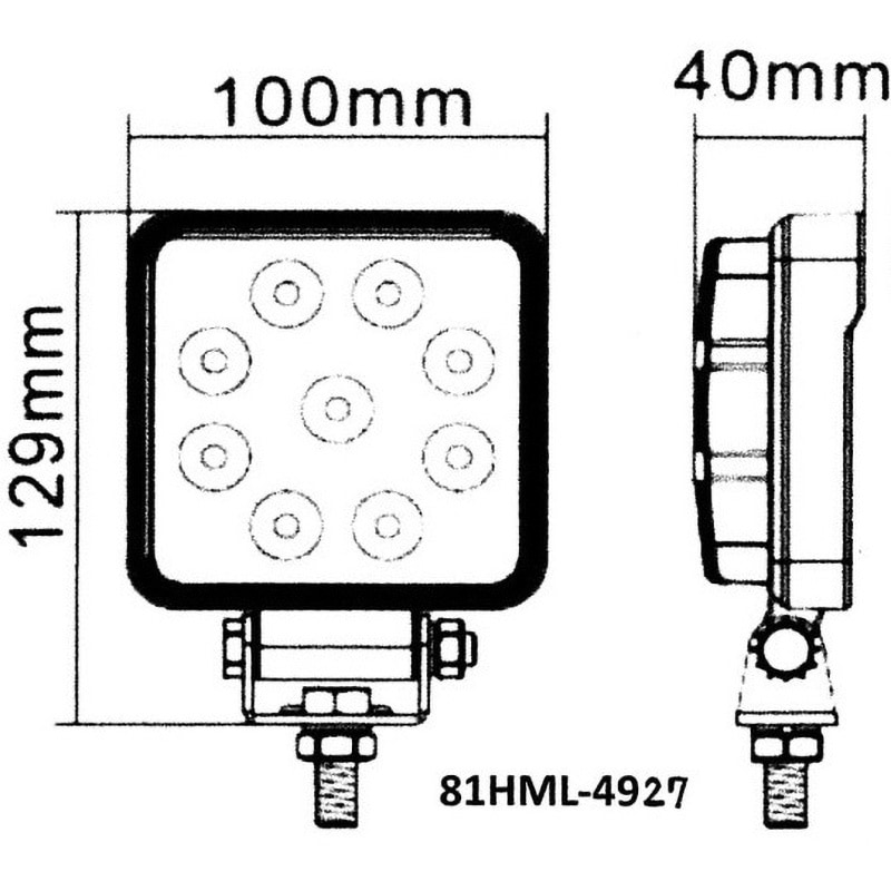 81HML4927 LEDワークライト(作業灯) 角型 スイッチ付(IP67/IP69K
