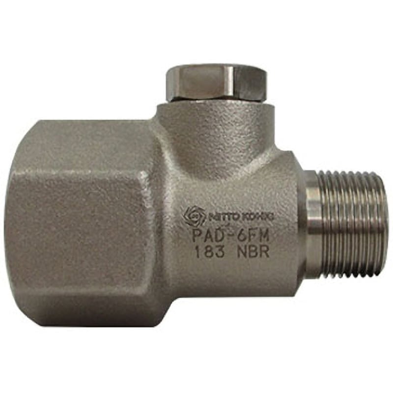 PAD-6FM STEEL NBR パージアダプタ インラインタイプ ねじ取付用 日東工器 使用圧力0～35MPa 作動油用 取付サイズ3/4  PAD-6FM STEEL NBR