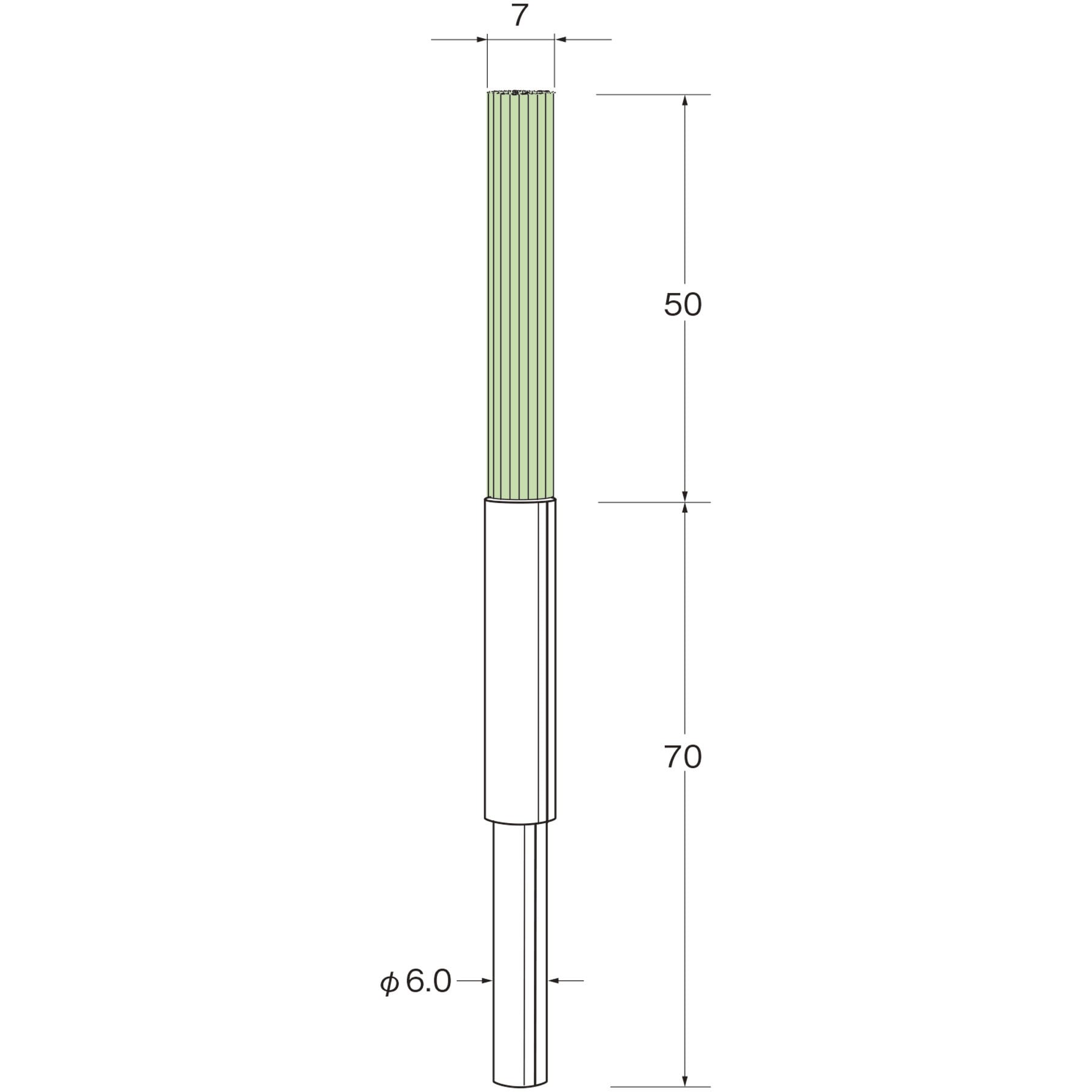 B9081 クリストンブリッスル 交差穴用 リューター(日本精密機械工作) #150 軸径6mm軸長70mmブラシ径7mm  B9081