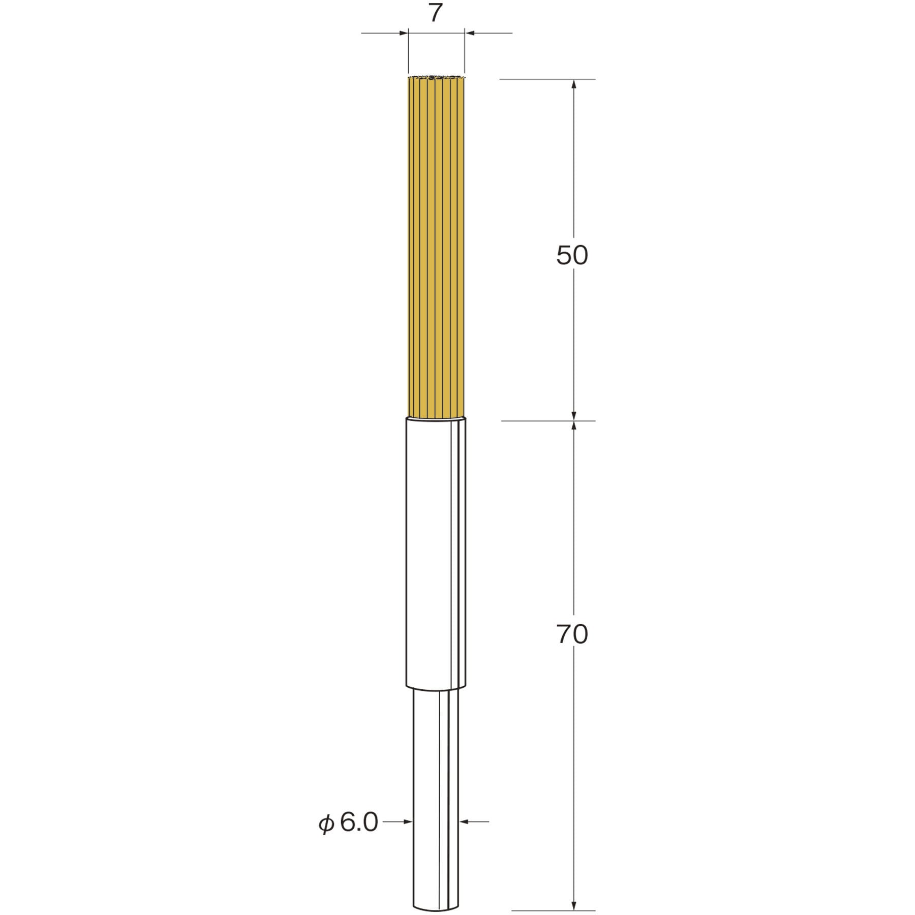 B9084 クリストンブリッスル 交差穴用 リューター(日本精密機械工作) #600 軸径6mm軸長70mmブラシ径7mm  B9084