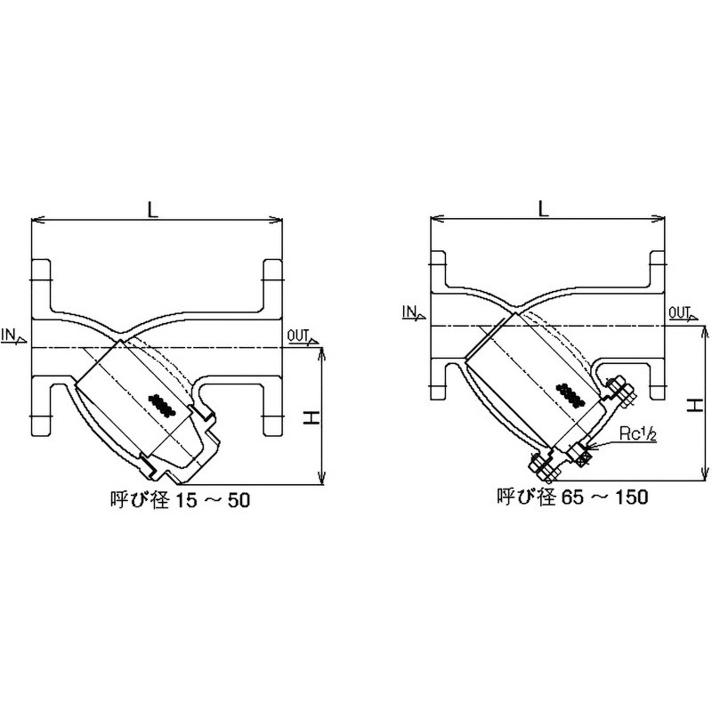 KY8-D2 Y形ストレーナ KY-8型(60メッシュ) ベン 呼び径40A KY8-D2