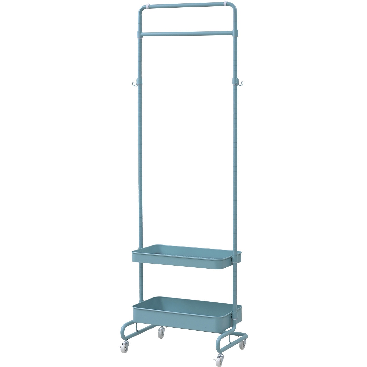 LTH-2BH(TBL) バスケットトローリー ハンガーラック キャスター付き レギュラー/スリム YAMAZEN(山善) スチール ターコイズブルー色