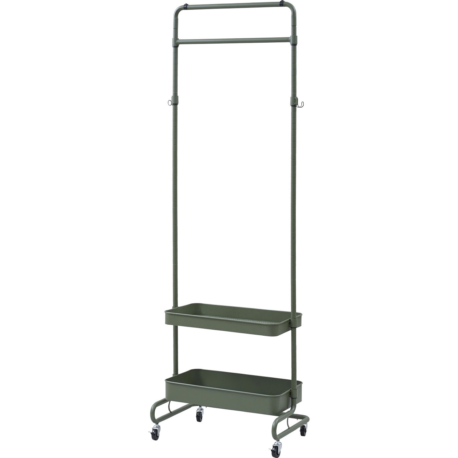 LTH-2BH(KH) バスケットトローリー ハンガーラック キャスター付き レギュラー/スリム YAMAZEN(山善) スチール カーキ色