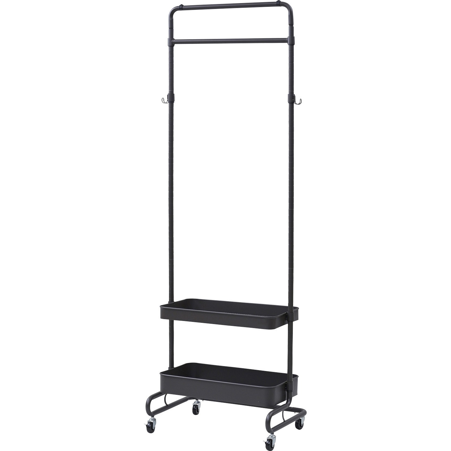 LTH-2BH(DBR) バスケットトローリー ハンガーラック キャスター付き レギュラー/スリム YAMAZEN(山善) スチール ダークブラウン色