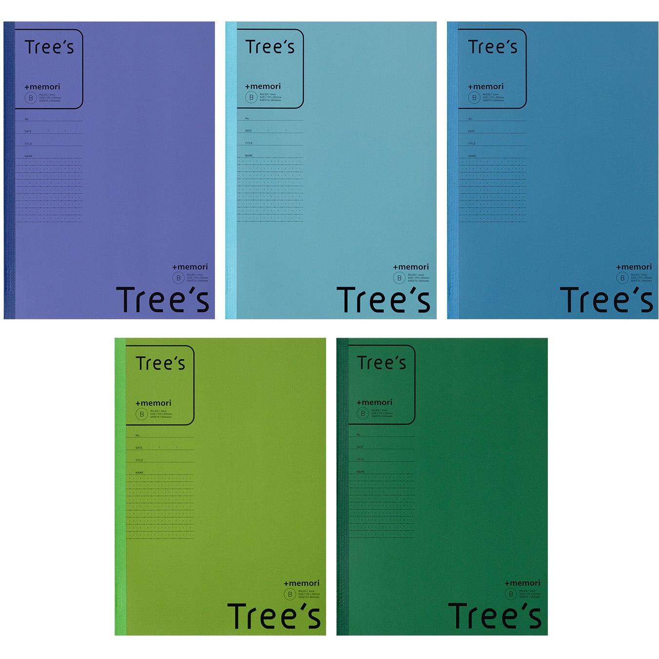UTRP2BX5 ノート Tree's B5 プラスメモリ 20枚 5冊束 1パック 日本