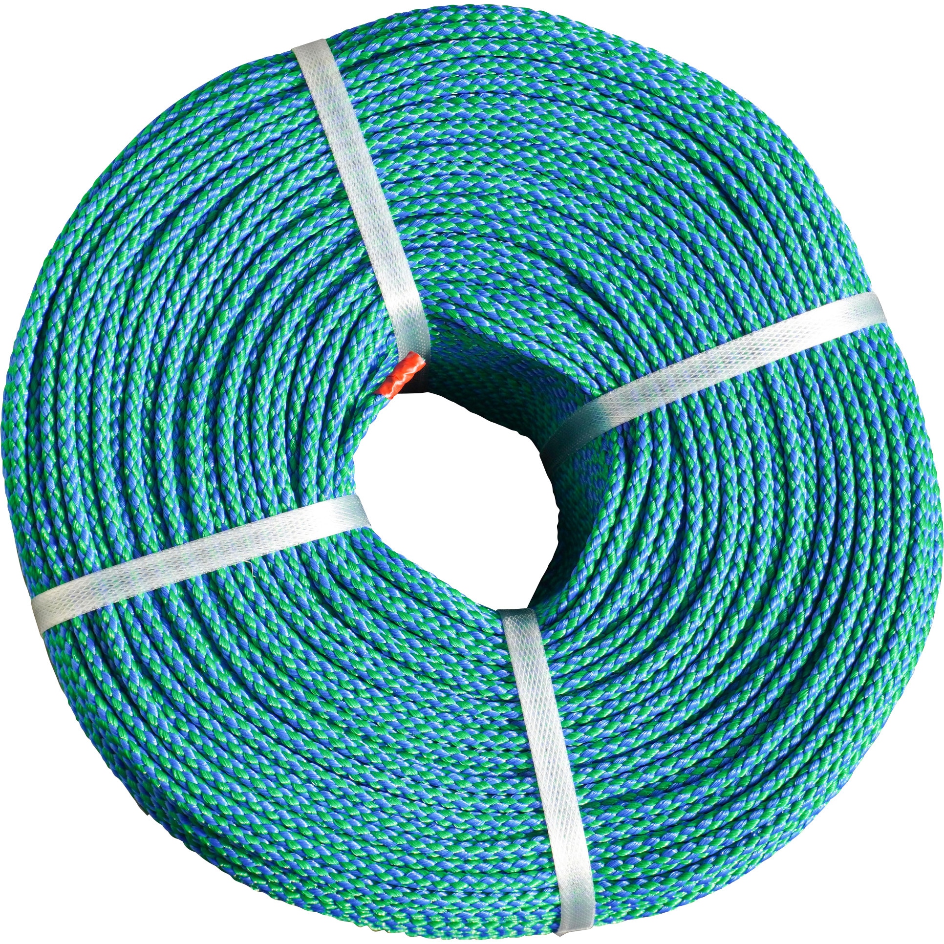 青：緑=1：2 6mm ポリエチレン組紐 8打ち ダイイチ 青/緑色 長さ