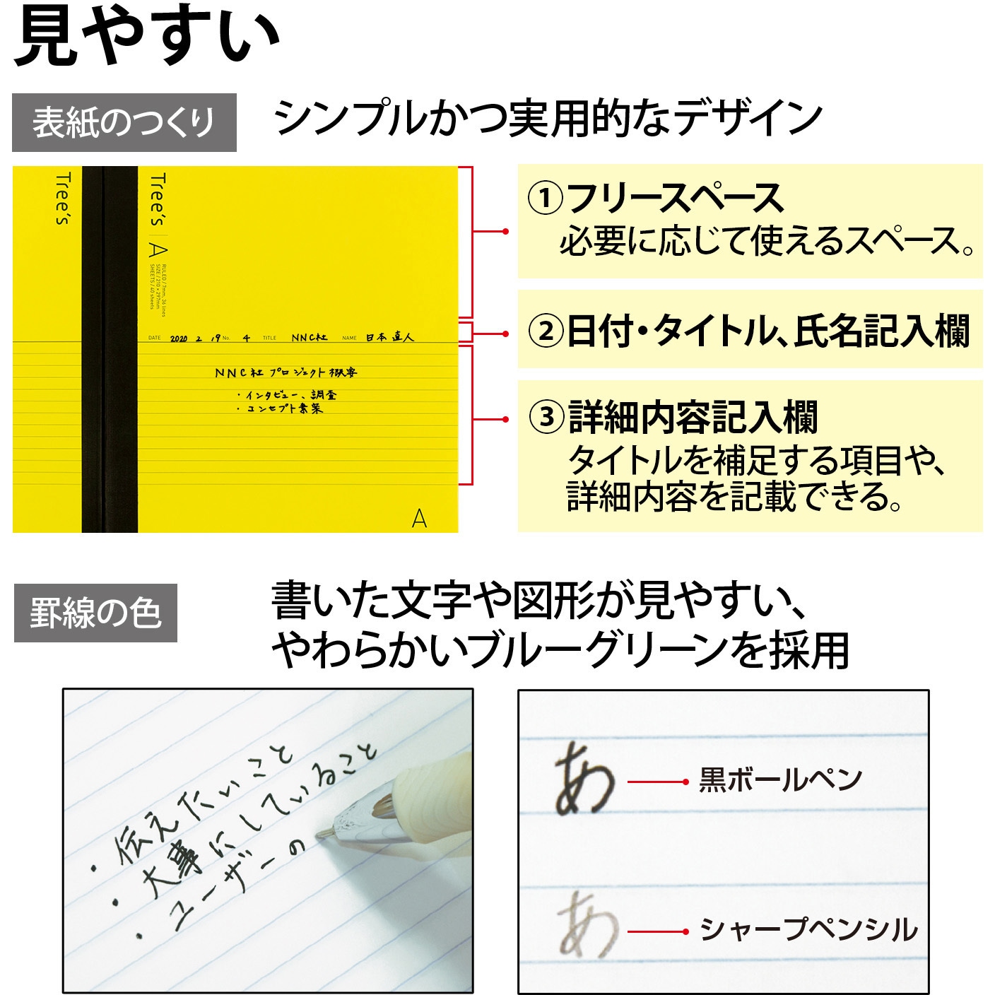 UTRAA4Y ノートTree's A4 日本ノート 枚数40 A罫 イエロー