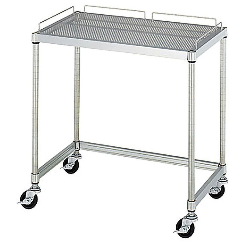 AS001-N01 PCテーブル AS001シリーズ 導電ゴムキャスター SUS304・パンチング棚一段・導電ゴム車仕様 シンコー 間口750mm奥行450mm高さ750mm