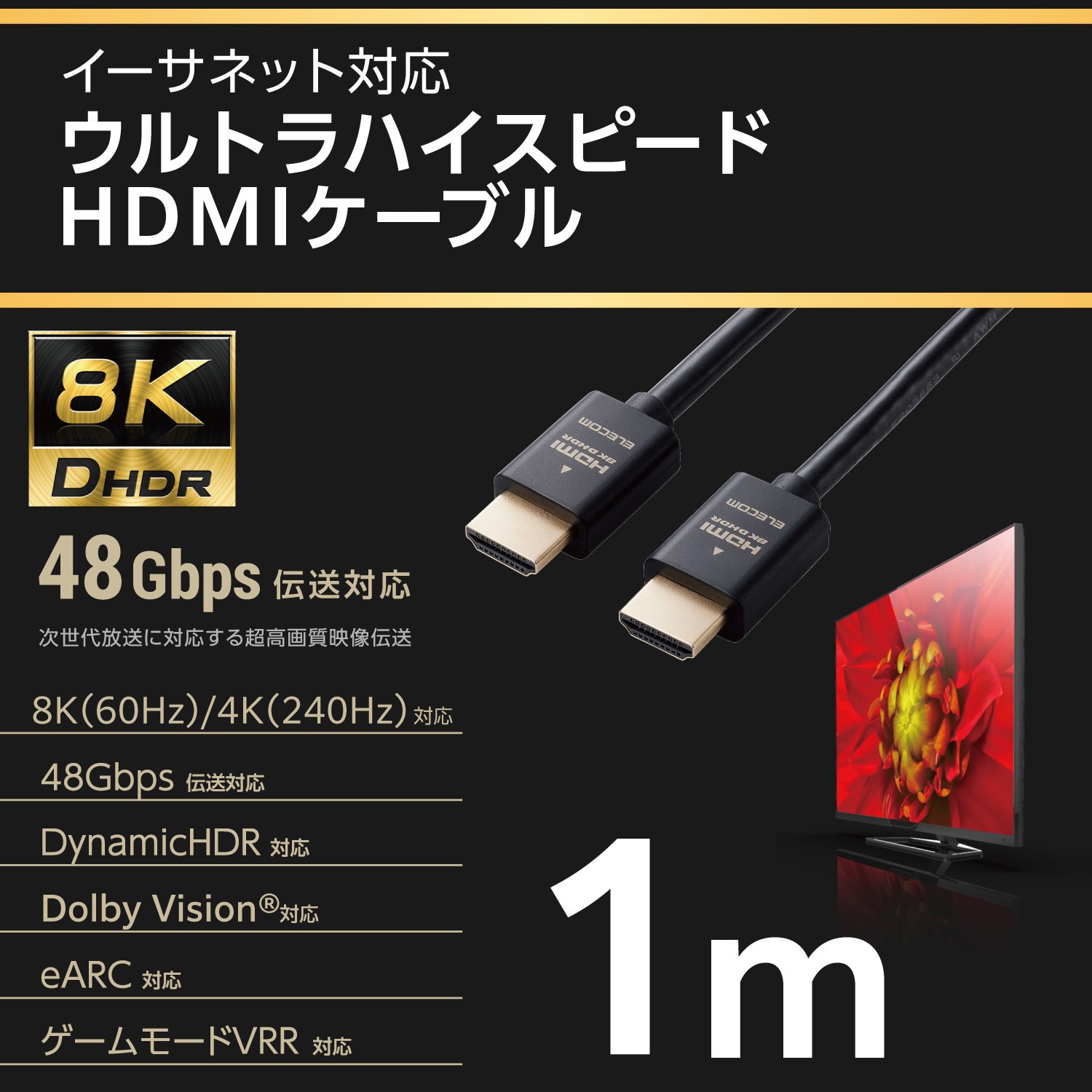 HDMIケーブル 4K/Ultra HD対応 プレミアム PS5対応 2m 黒 GM