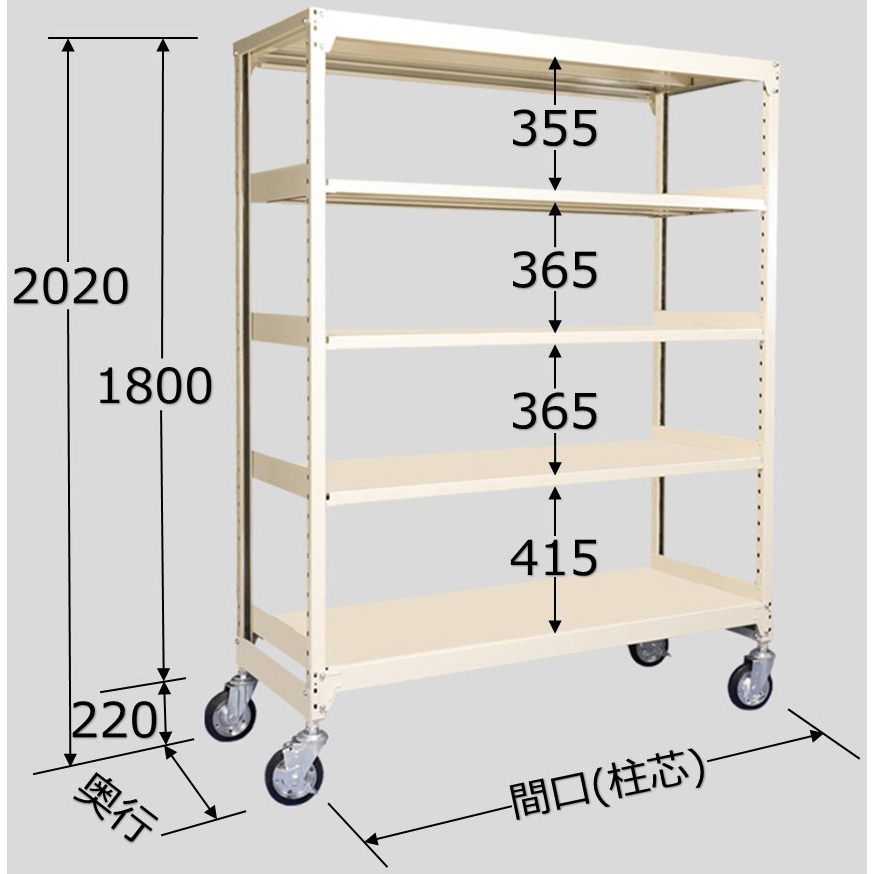 中量キャスターラックMKSW型 ゴム車・オール自在キャスター W900×D450×H1694mm MKSW-9124G サカエ 中量キャスターラックＭＫＳＷ型(ゴム車・オール自在キャスター