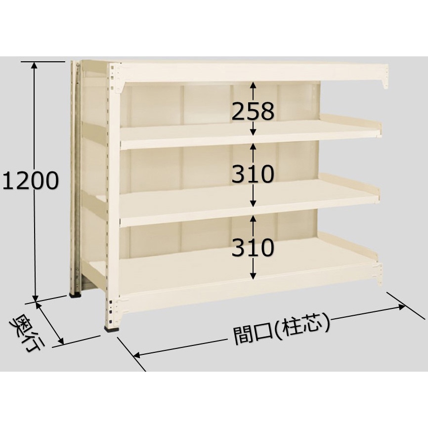 中量棚BW型 500kg/段 連結 高さ2100mm 5段タイプ W1500×D900×H2100mm BW-2565R サカエ 中量棚BW型(500kg⁄段・連結・高さ2100mm・6段タイプ) BW2326R