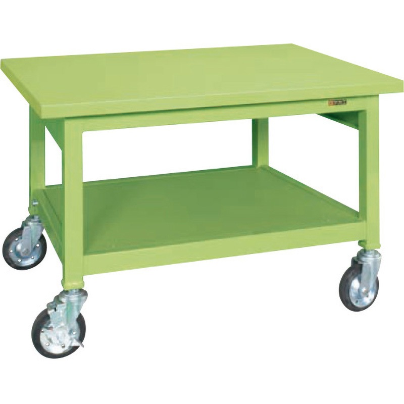 GWBS-128 重量作業台GWBタイプ(移動式) サカエ バイス取付可能 スチール製天板 荷重(kg):500(底板 50) グリーン 対応 間口1200mm奥行800mm高さ740mm