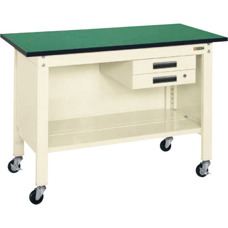 CPBE-096BI 一人用作業台(CPBEタイプ/耐荷重150kg/改正RoHS10対応サカエリューム天板/H810/キャスター付) サカエ アイボリー色 間口900mm奥行600mm