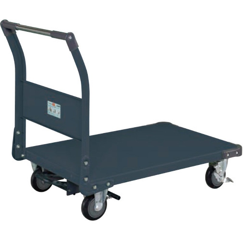 TAN-55NUBRD 特製四輪車(フットブレーキ付) サカエ 荷重400kg ウレタン車輪 スチール製 ダークグレー色 荷台寸法900×600mm  TAN-55NUBRD 37,037円