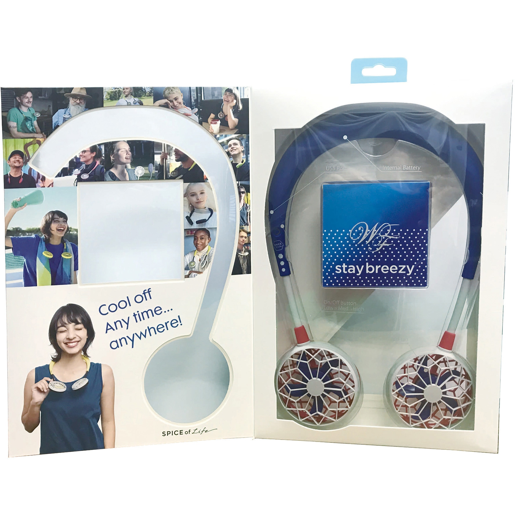 W Fan stay breezy ハンズフリー ポータブル 扇風機 スパイス W W Fan stay breezy ハンズフリー ポータブル 扇風機 スパイス W