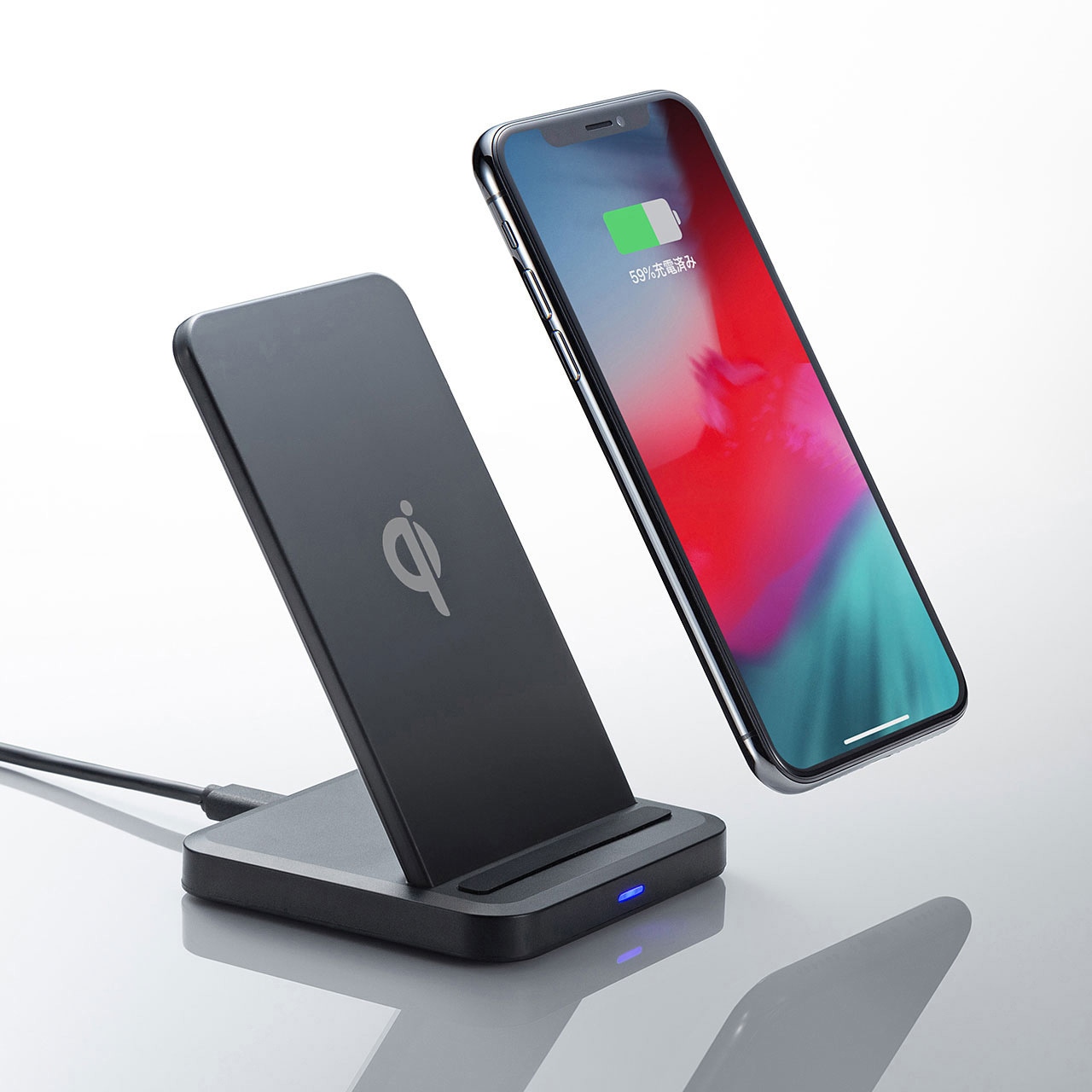 WLC-STN17BK ワイヤレス充電スタンド 1本 サンワサプライ 【通販