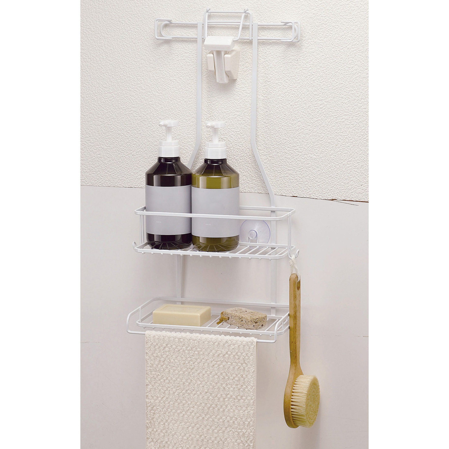 ハンギングストレージオーガナイザーバッグ、ハンギングバスケットバスルームシェルフストレージラックシェルフ、ハンギングシャワーキャディ アクリル製  バスルームシェルフ ドリル不要 オーガナイザー シャワー収納ラック 洗面台 化粧品収納ラック 壁掛けトイレ ... シャワー収納ラック 粘着式シャワーキャディ、壁取り付けコーナーシャワーシェルフ、ドリル不要アクリルシャワーオーガナイザー、金属フェン