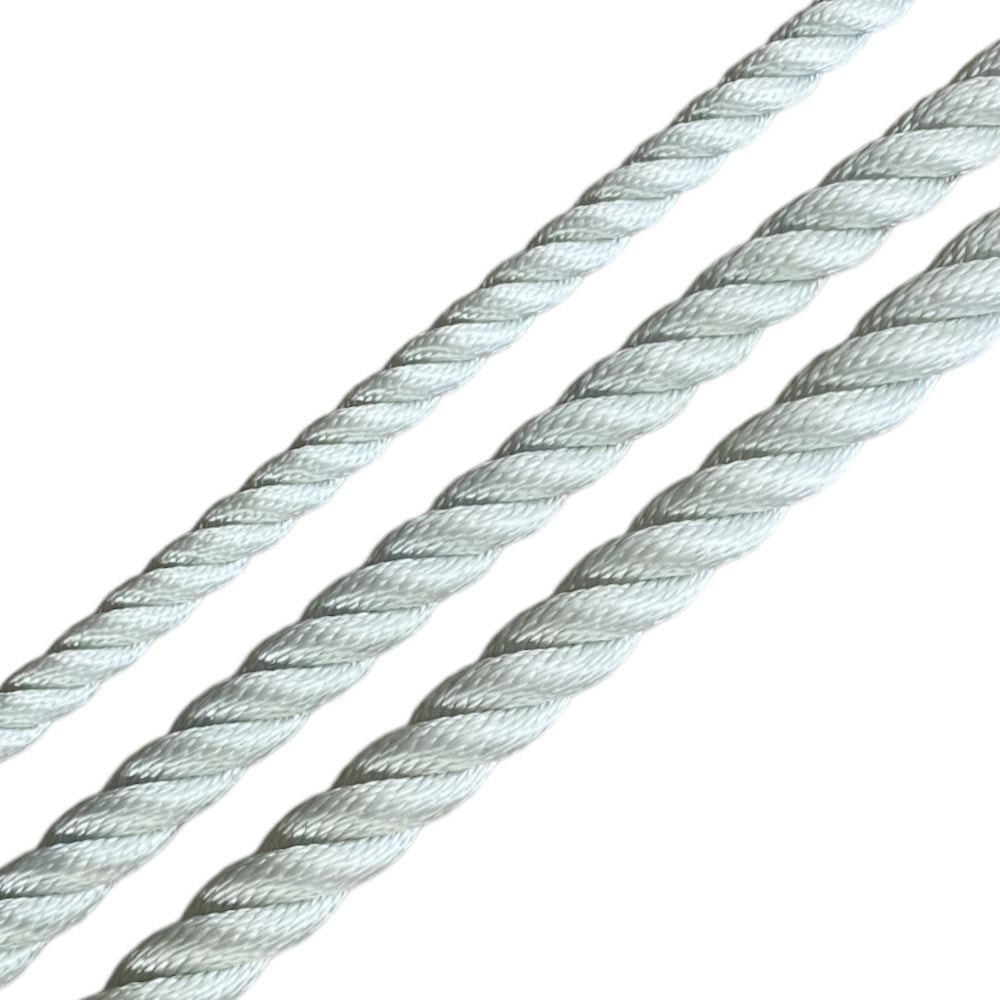 ナイロンロープ 4mm ツヤありモカベージュ クレモナロープ 三つ打ちロープ ナイロン 3ツ打ちロープ Nagoya-Rope ホワイト色 長さ1m 【通販