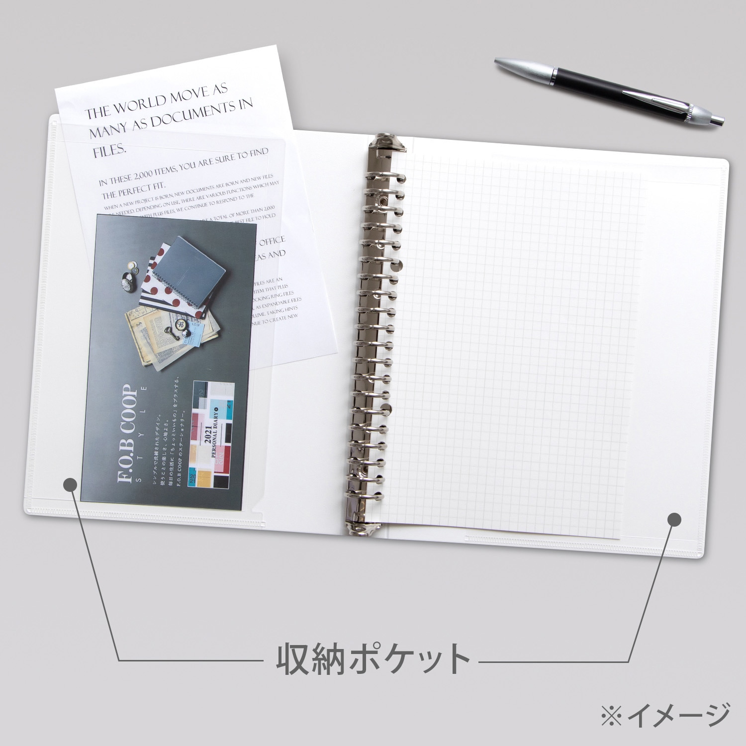 LN42W A5 バインダー FOB COOP 20穴 (ワイドタイプ) 1冊 日本