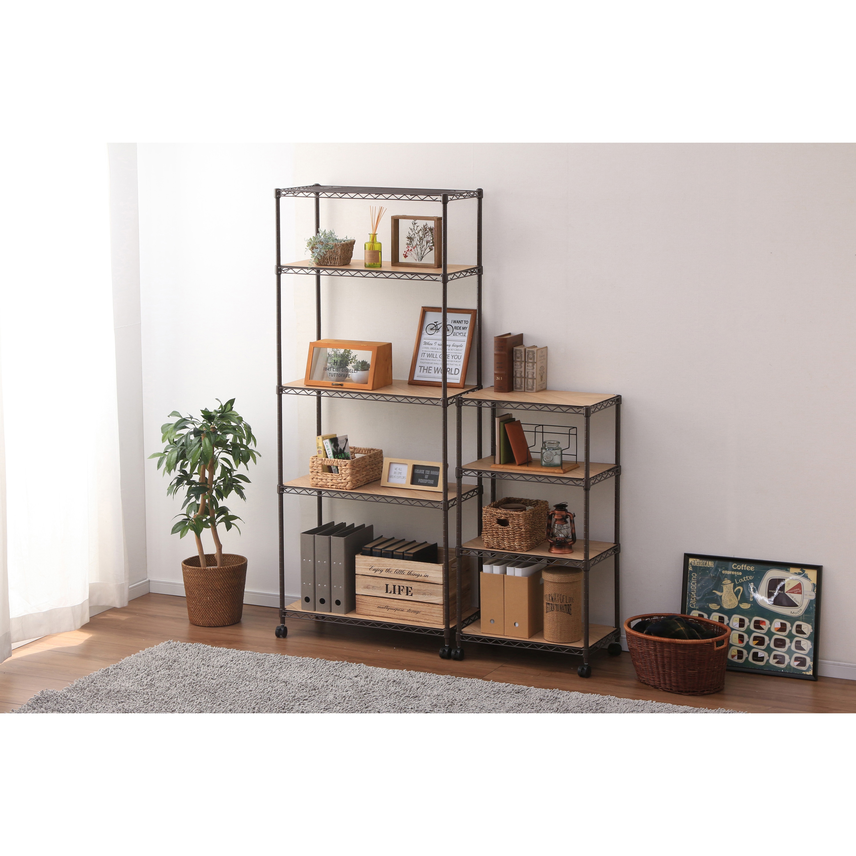 CMM-55104B カラー メタルラック (R) ウッドボード付き 幅55cm Φ19mm