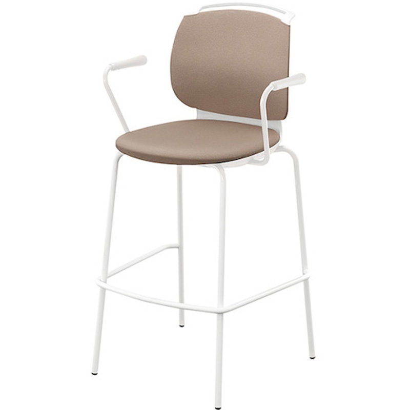 E487FK-H3-BE ミーティングチェアー ルントruntoシリーズ ナイキ ベージュ キャスターなし 肘掛:付 ホワイト 高さ1070mm幅620mm奥行546mm  E487FK-H3-BE