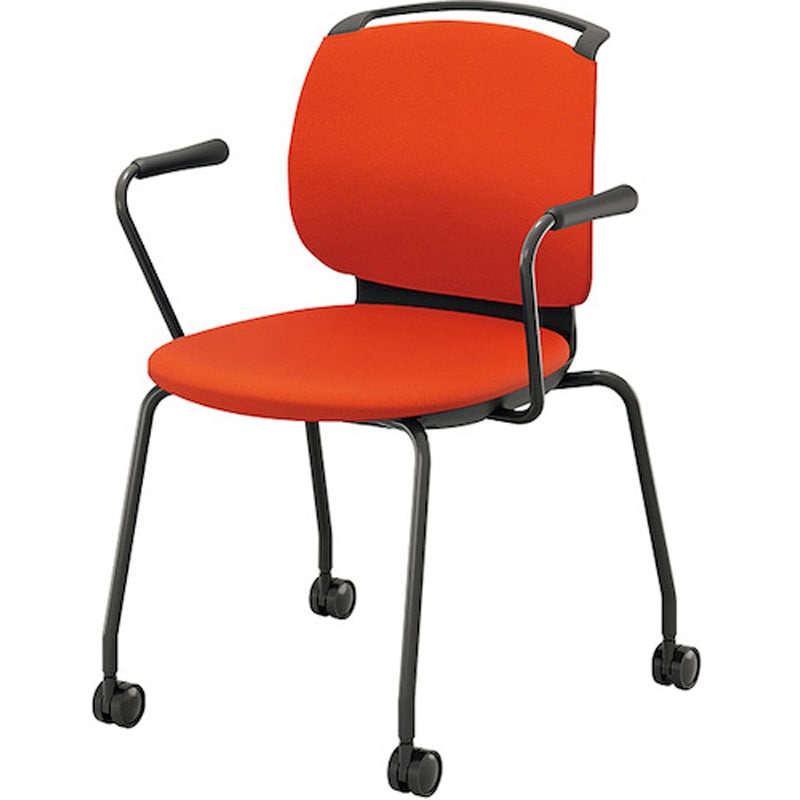 E483FKC-B1-CR ミーティングチェアー ルントruntoシリーズ ナイキ キャロット スタッキング最大4脚 肘掛:付 高さ800mm幅620mm奥行545mm  E483FKC-B1-CR