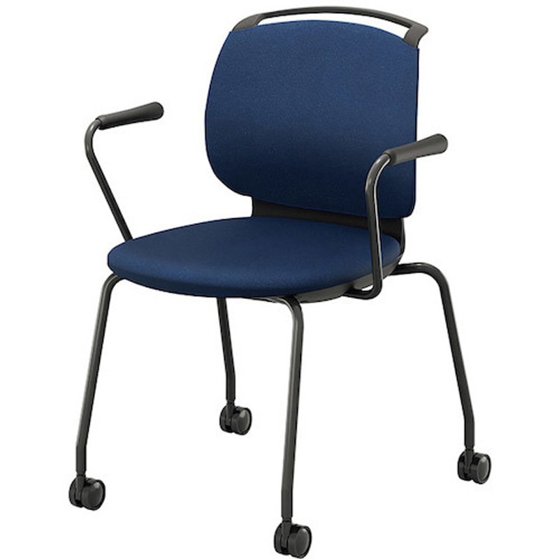 E483FKC-B1-IBL ミーティングチェアー ルントruntoシリーズ ナイキ インディゴブルー キャスターあり スタッキング最大4脚 肘掛:付  E483FKC-B1-IBL