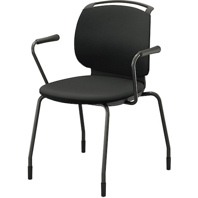 E483FK-B1-BK ミーティングチェアー ルントruntoシリーズ ナイキ ブラック キャスターなし スタッキング最大4脚 肘掛:付 高さ795mm幅620mm奥行528mm  E483FK-B1-BK 31,187円