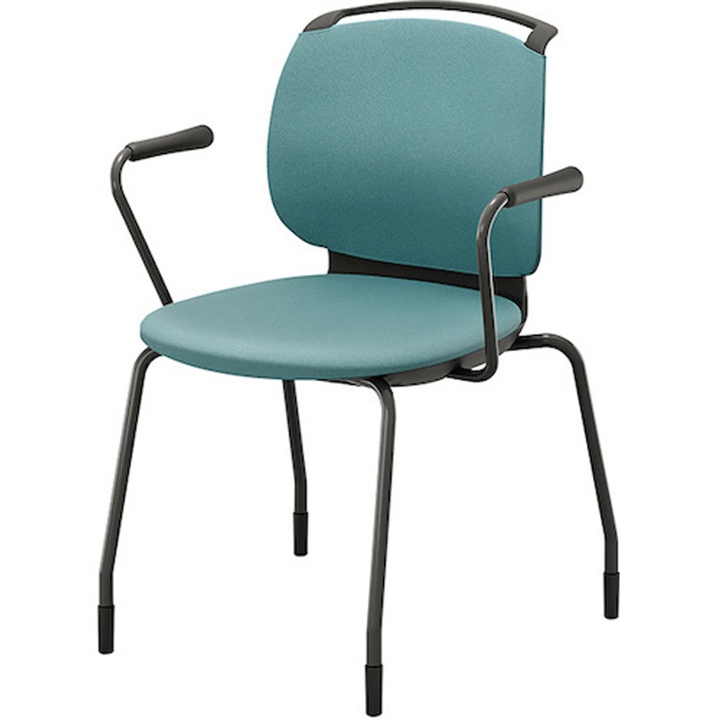 E483FK-B1-MBL ミーティングチェアー ルントruntoシリーズ ナイキ ミストブルー キャスターなし スタッキング最大4脚 肘掛:付  E483FK-B1-MBL