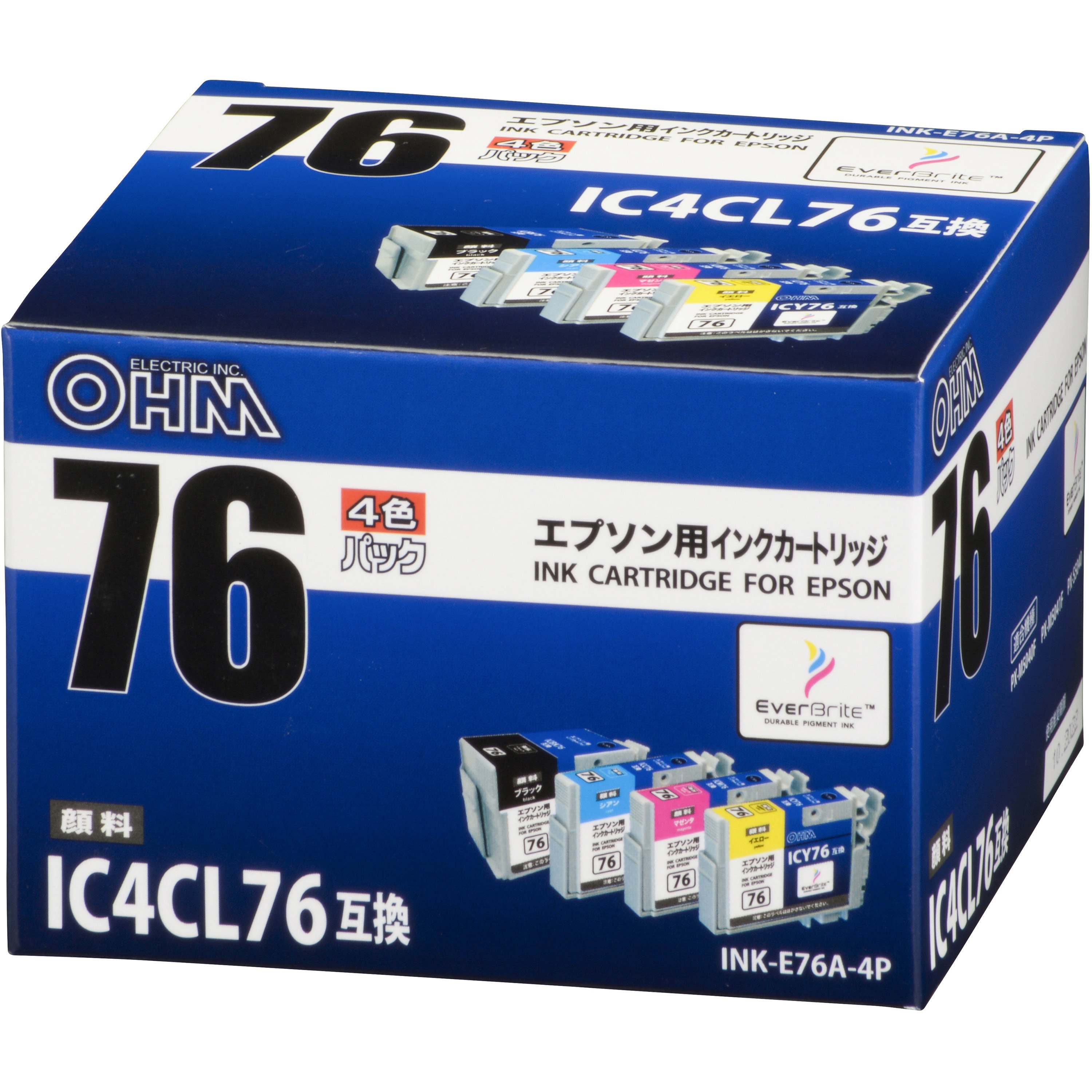 INK-E76A-4P エプソン汎用インク 76 オーム電機 4色入