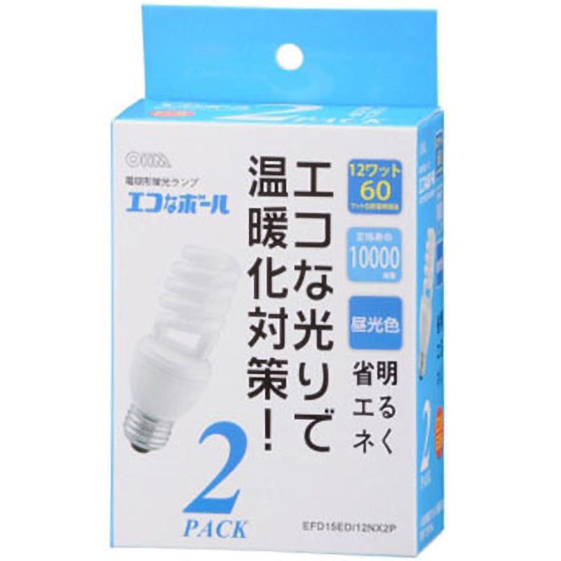 EFD15EL12-E17 2P ECO Q 2個入り　2箱 EFD15EL/12-E17SPB 電球型蛍光灯エコ電球スパイラル形 オーム電機 口金