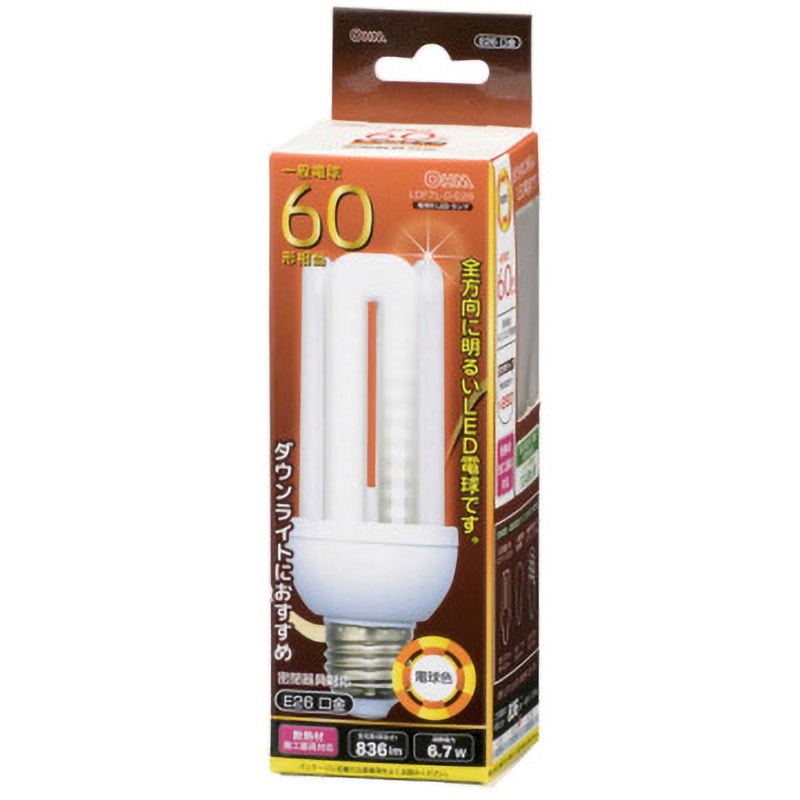LDF7L-G-E26 LED電球 D形 E26 7W 1個 オーム電機 【通販モノタロウ】