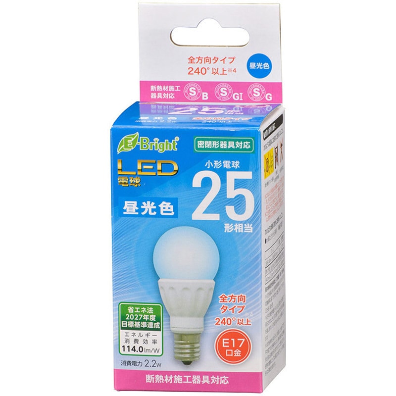 LDA2D-G-E17 IS22 LED電球 PS形 E17 2W オーム電機 昼光色 - 【通販モノタロウ】