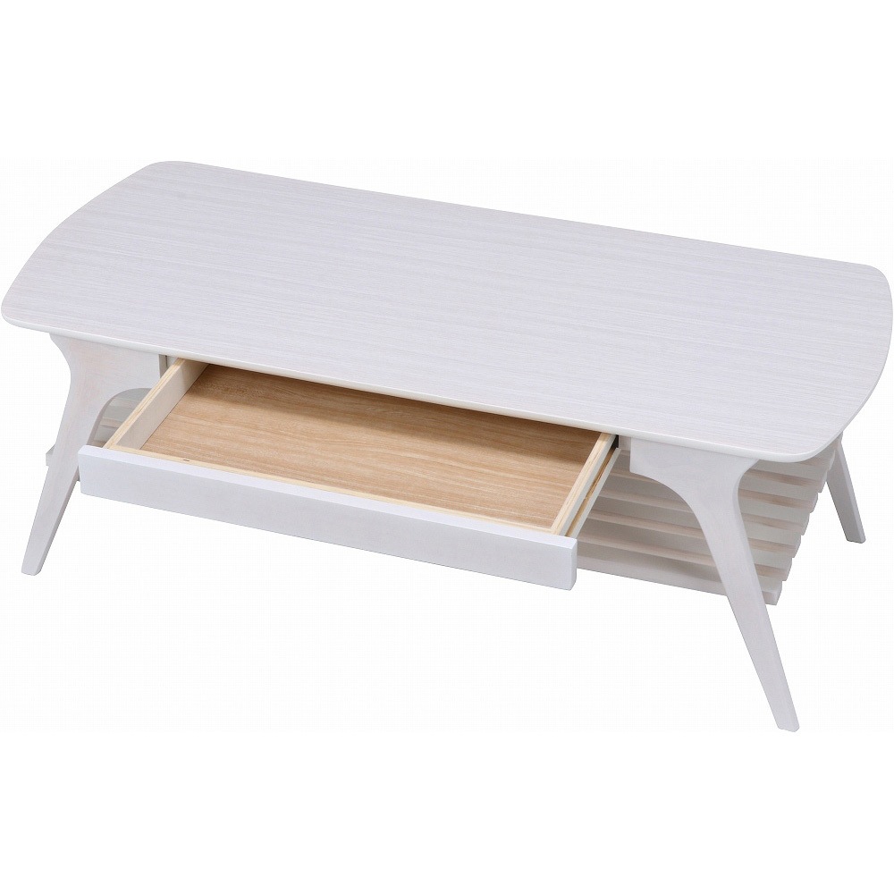 98072 引出し付きセンターテーブル 不二貿易 ホワイト色 - 【通販