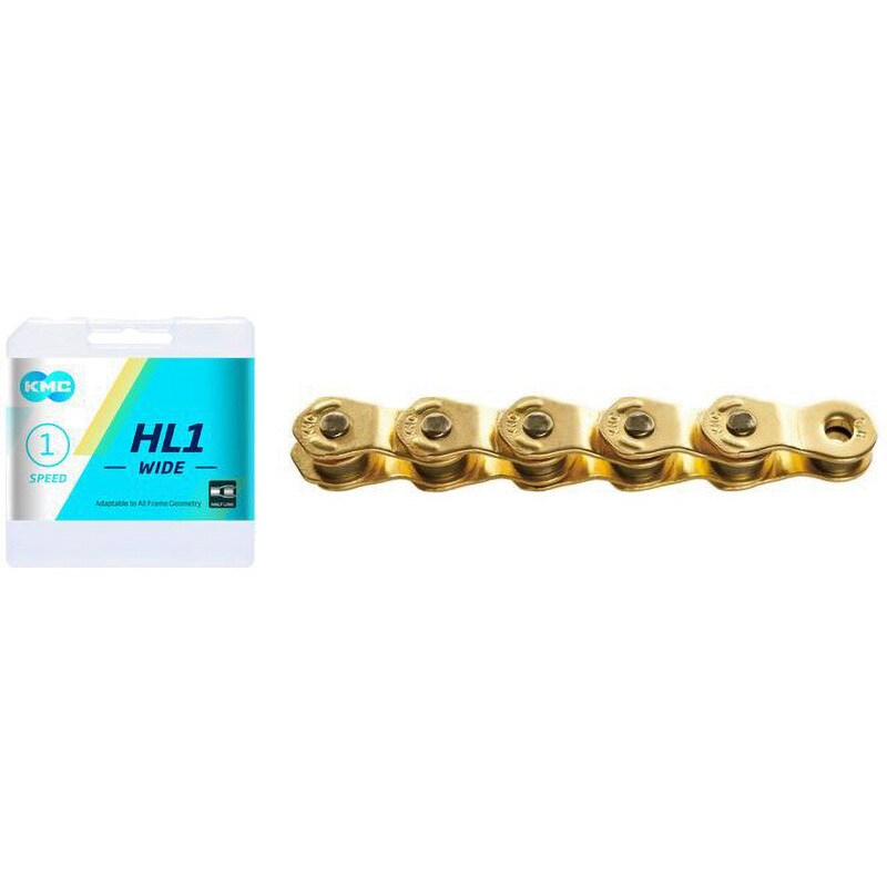 KMC HL1 WIDE BMX/ピスト用チェーン リンク数100リンク ゴールド色 1/2×1/8サイズ KMC-HL1-WD-GD