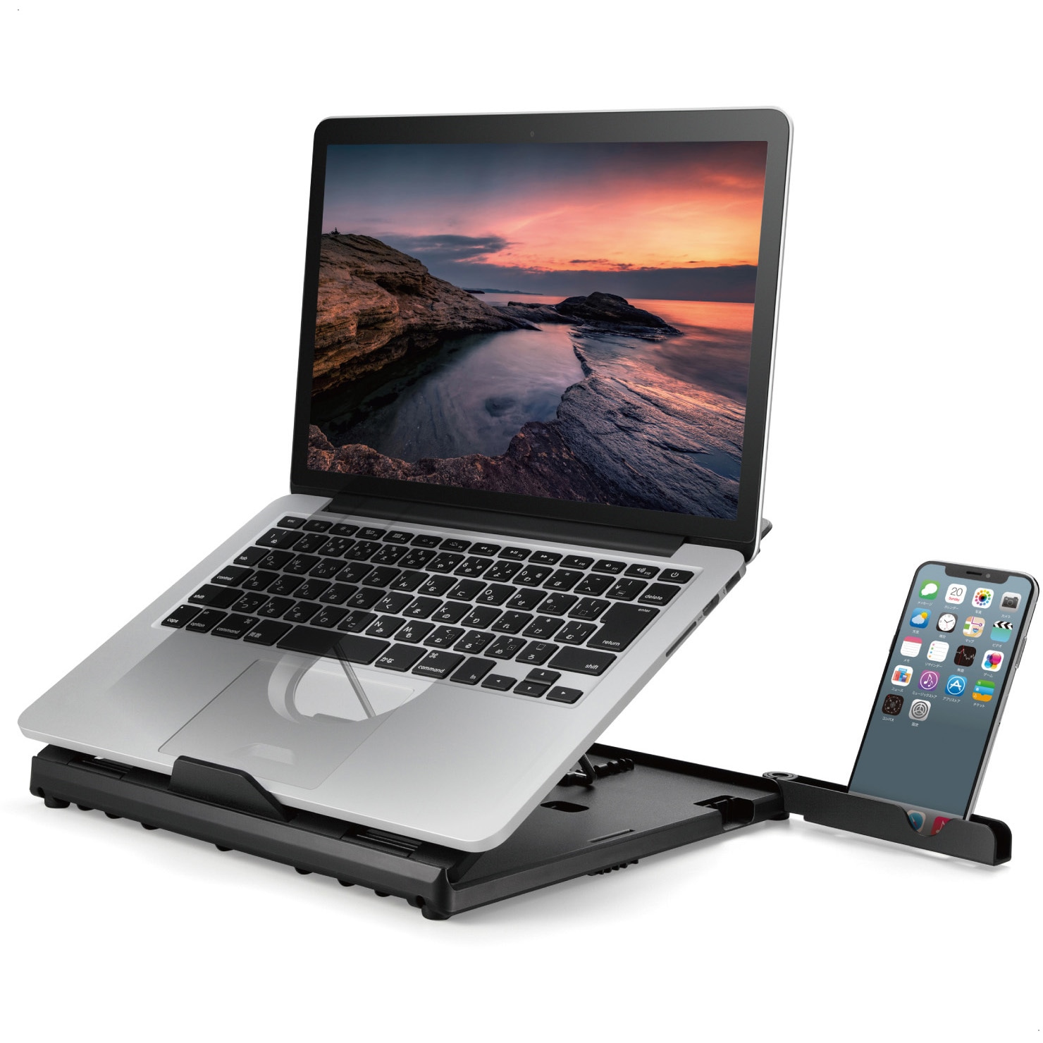 パソコン【スタンド付き】 PCA-LTS8BK ノートパソコンスタンド 折りたたみ 【～15.6インチ】 8