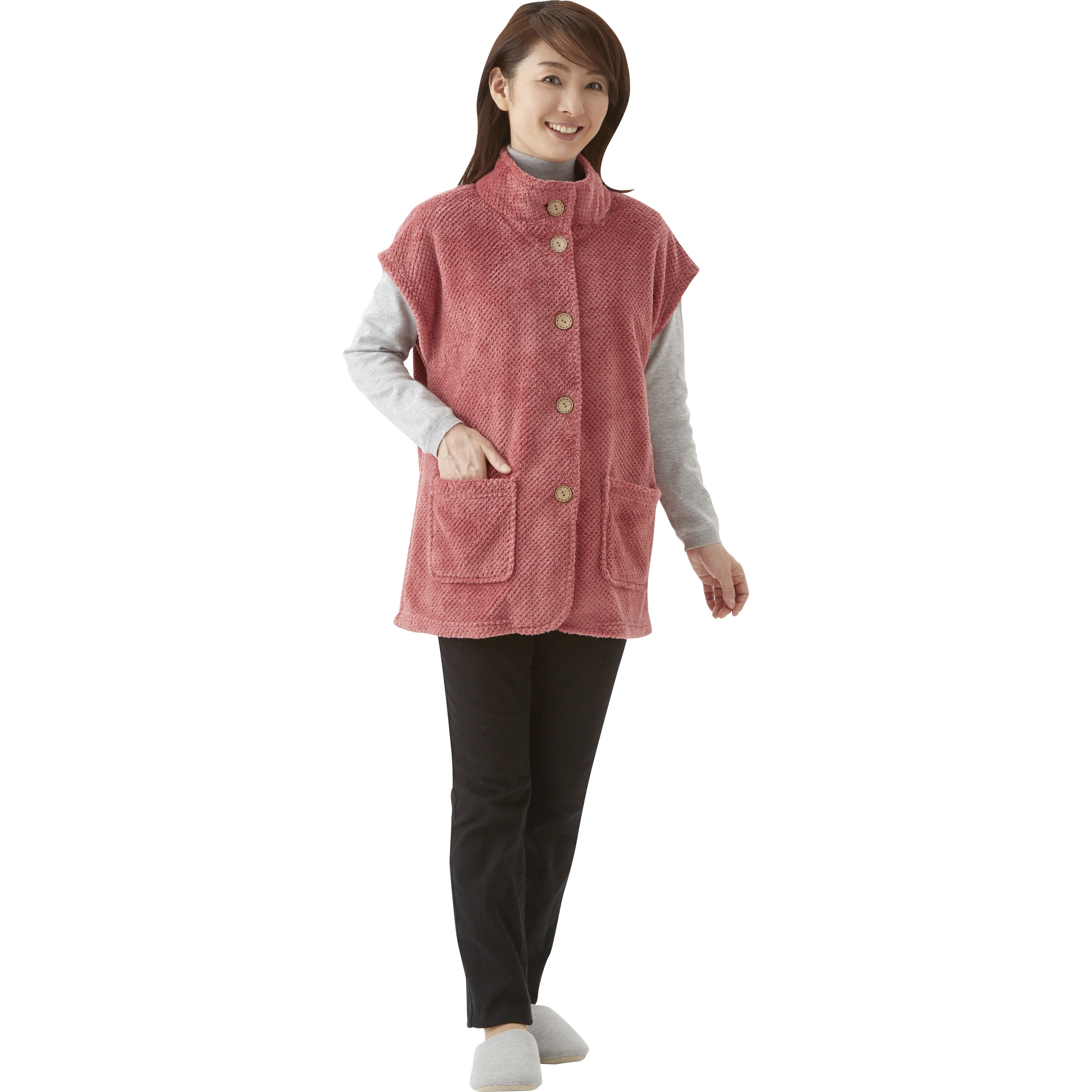 トクコベストウールチュニックお値下げ 036310402 肩まで暖かチュニック丈ホームベスト セルヴァン M～Lサイズ